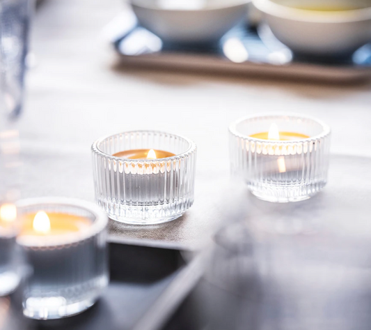 Clear Ribbed Tealight Candle Holder Rental